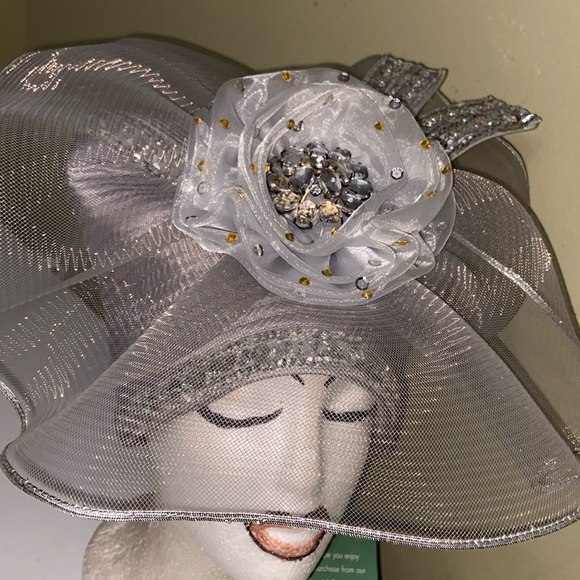 Stunning Silver Church Dress Hat by Whittall & Shon main image 9